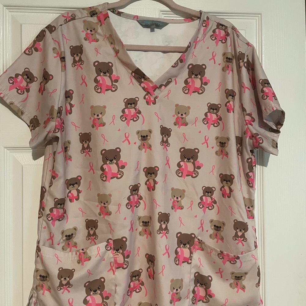 Pink Bear Breast Cancer Print Women's Top